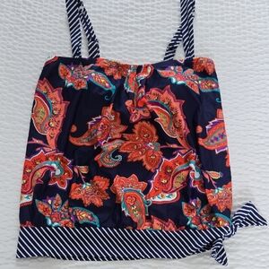Navy Paisley Women's Swim Tankini Top